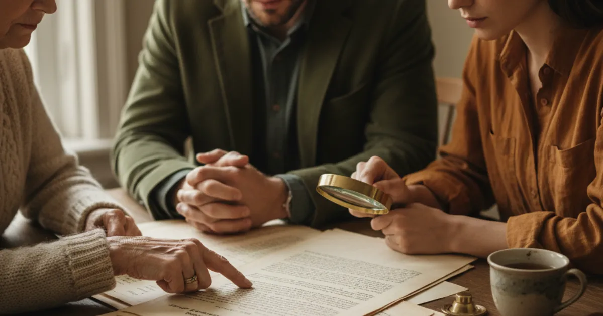 A family reviewing an inheritance document subject to Section 2801 tax